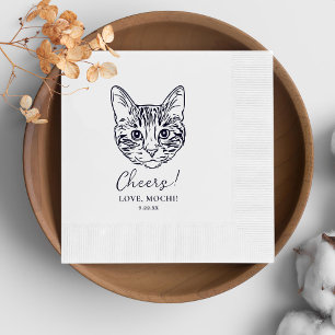 Black and White Cat Personalised Wedding Napkin