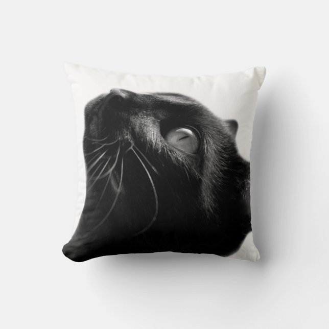Black and white cat pet animal cute photo cushion (Front)