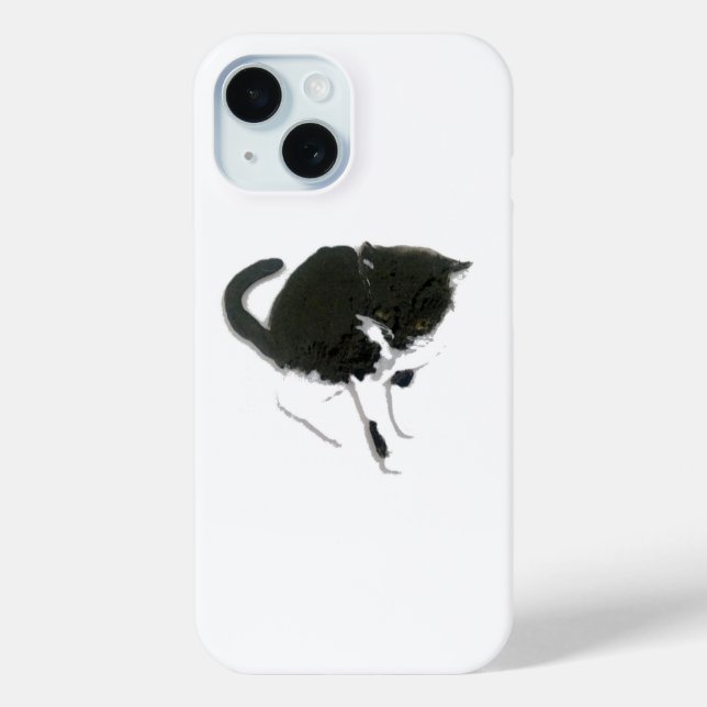 Black and White Cat Pet Art Case-Mate iPhone Case (Back)