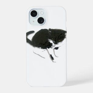 Black and White Cat Pet Art iPhone 15 Case