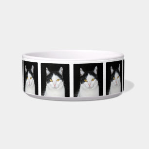 Black and White Cat Portrait Bowl