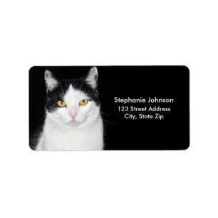 Black and White Cat Portrait Label