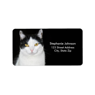 Black and White Cat Portrait Label