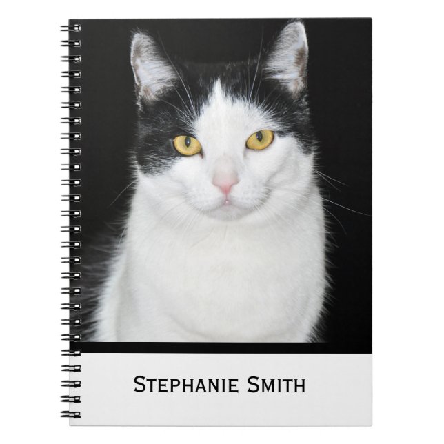 Black and White Cat Portrait Notebook (Front)