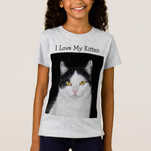 Black and White Cat Portrait T-Shirt
