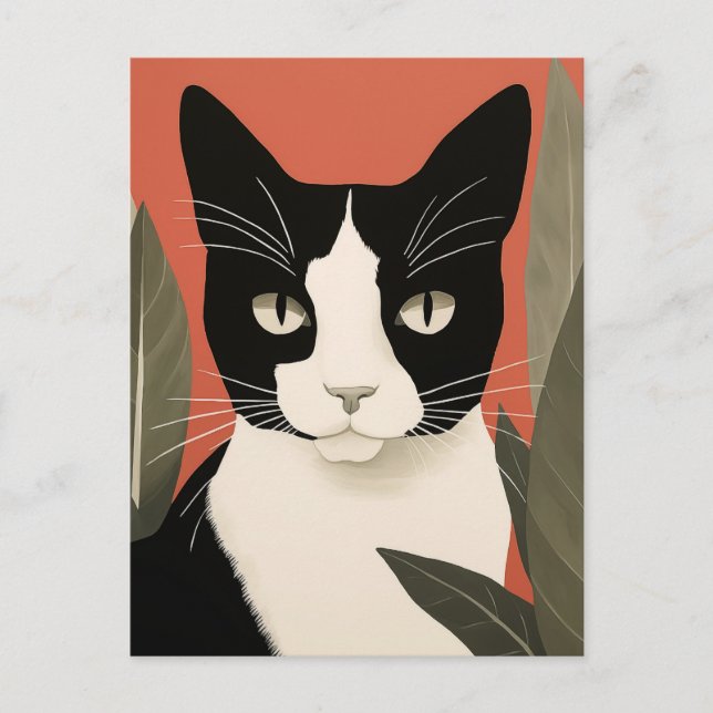 Black and White Cat Postcard (Front)