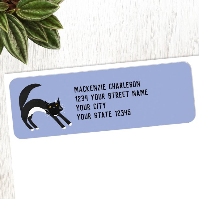 Black and White Cat Return Address (Cute black and white tuxedo cat return address label)