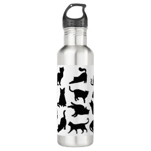 Black and White Cat Silhouettes 710 Ml Water Bottle