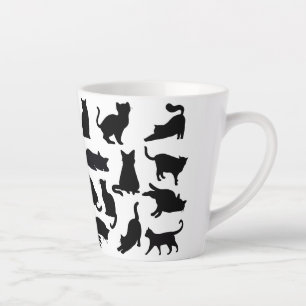Black and White Cat Silhouettes Latte Mug