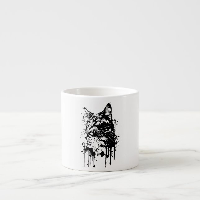 Black and White Cat Splash  Espresso Cup (Front)