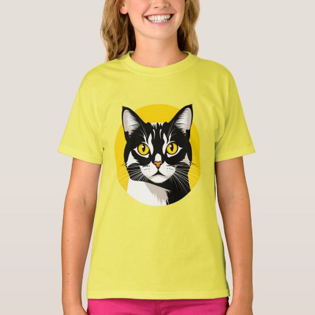 Black and White Cat T-Shirt (Front)