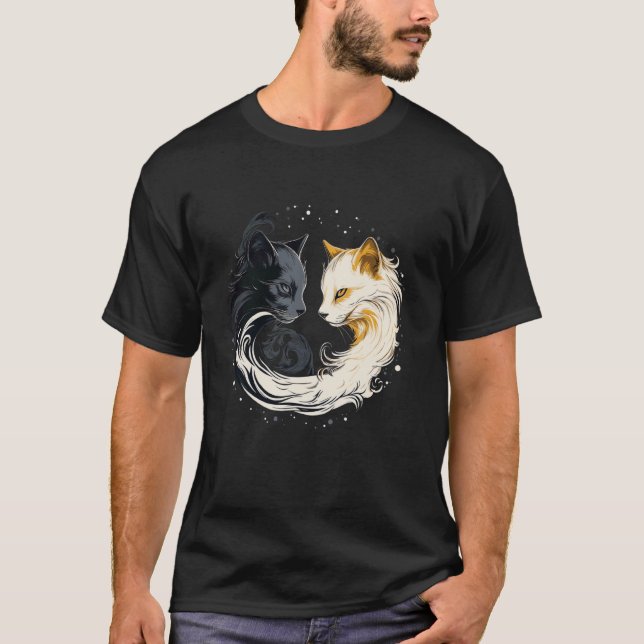 black and white cat T-Shirt (Front)