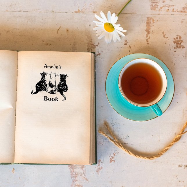 Black and White Cat  This book belongs Rubber Stamp (Creator Uploaded)