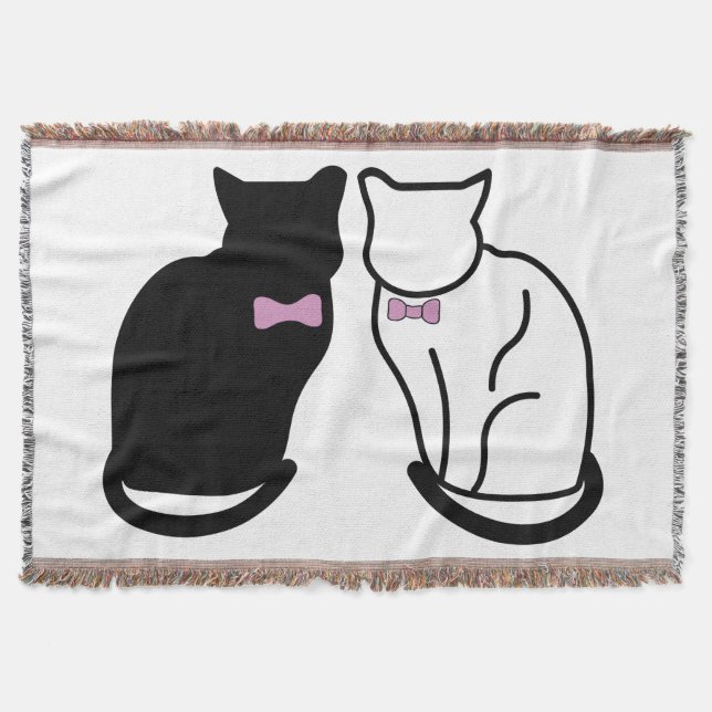 Black and White Cat  Throw Blanket (Front)