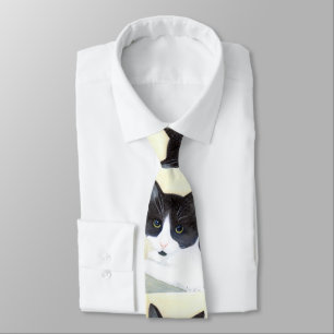 Black and White Cat Tie