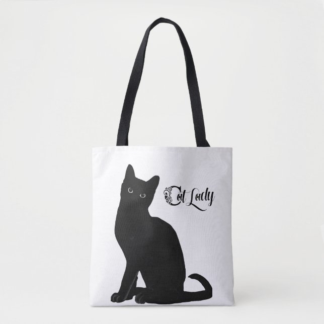 Black and white cat tote bag (Front)