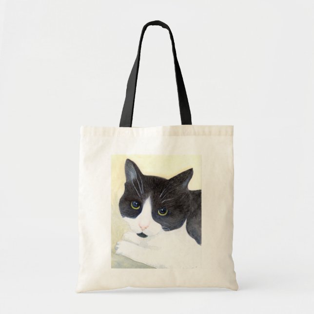 Black and White Cat Tote Bag (Front)