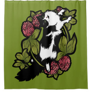 Black and White Cat Tuxedo Cat Clover Shower Curtain
