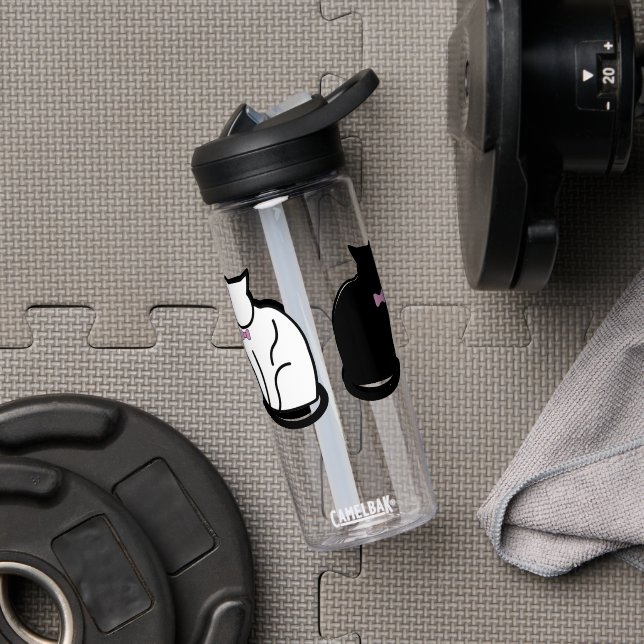 Black and White Cat Water Bottle (Gym)