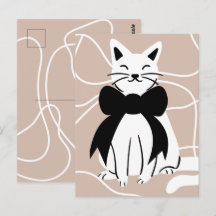 Black and white cat with abstract line 