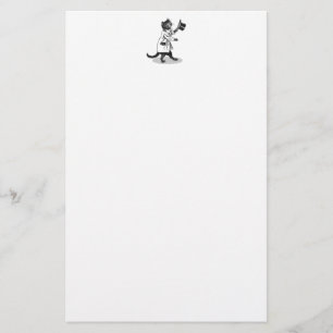 Black and White Cat with Top Hat Stationery