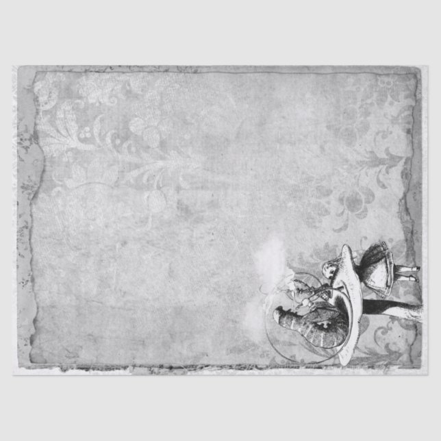 Black and White Caterpillar Alice in Wonderland Tissue Paper (Front)