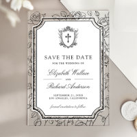 Black and White Catholic Wedding Save the Date