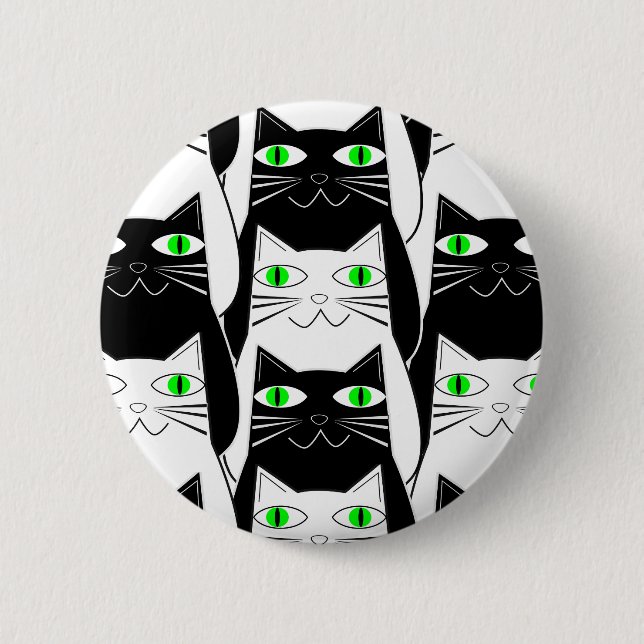 Black and White Cats 6 Cm Round Badge (Front)
