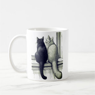 Black and White Cats at the Window Coffee Mug