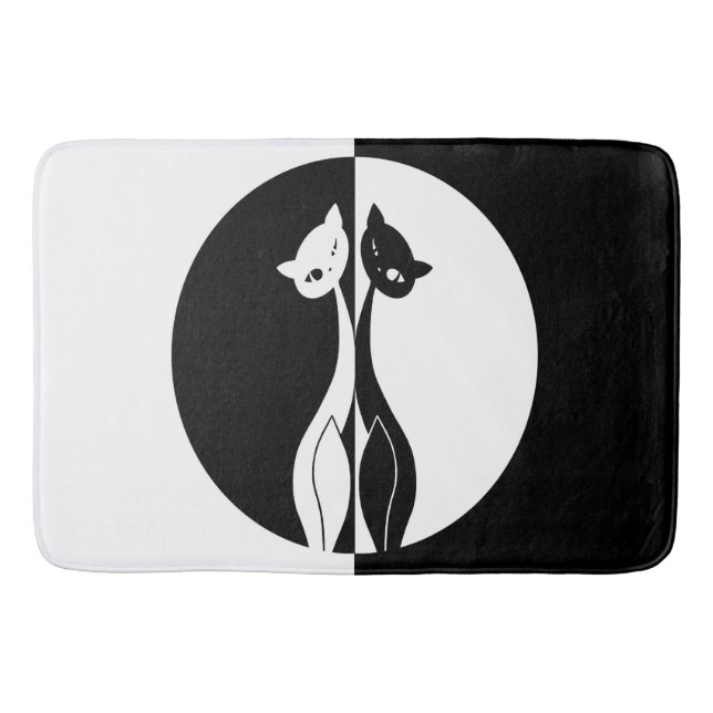 Black and White Cats Bath Mat (Front)