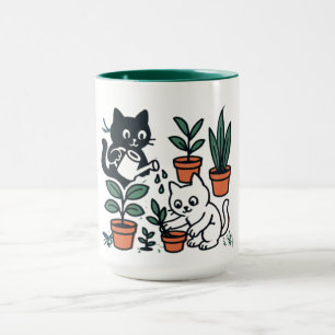 Black and White Cats Gardening Plants Mug