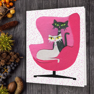 Black and White Cats in Pink Chair on Dots Card