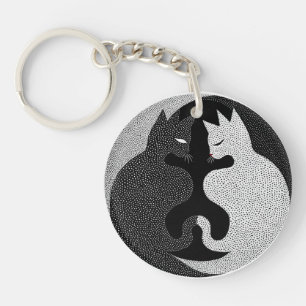 Black and white cats key ring