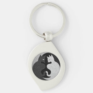 Black and white cats key ring