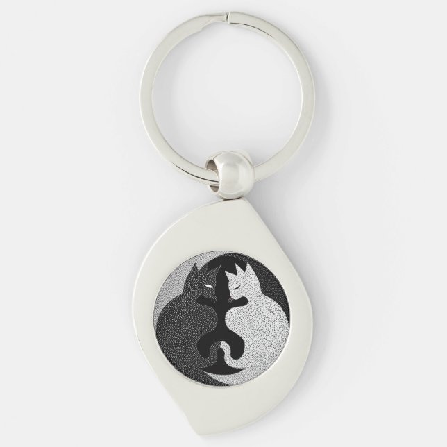 Black and white cats key ring (Front)