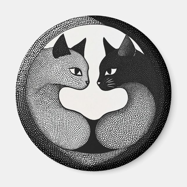 Black and white cats magnet (Front)