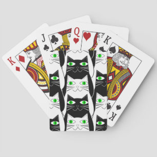 Black and White Cats Playing Cards