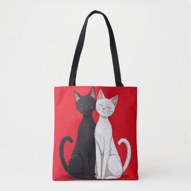 Black and white cats tote bag (Front)