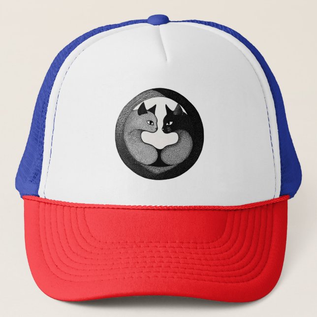 Black and white cats trucker hat (Front)