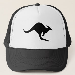 Black and White Caution Kangaroo Trucker Hat