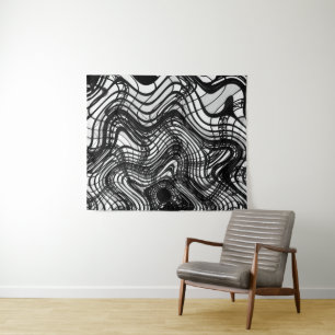 Black And White Ceiling Wavy, 2016 SVP Images Tapestry