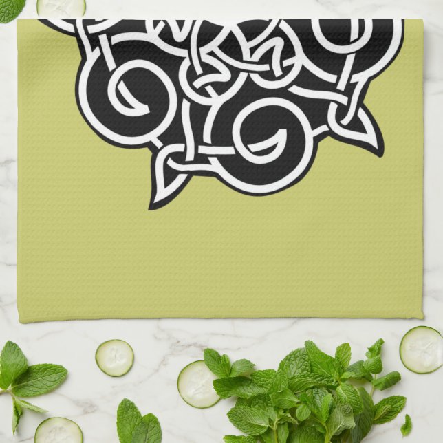 Black And White Celtic Knot Tea Towel (Folded)