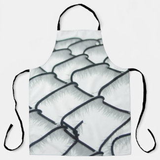 Black and white chain link fence apron