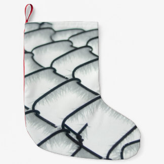Black and white chain link fence small christmas stocking