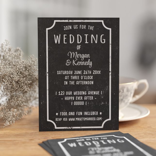Black and White Chalkboard Wedding Invitation (An informal chalkboard wedding invitation for your informal wedding. Just add your details)