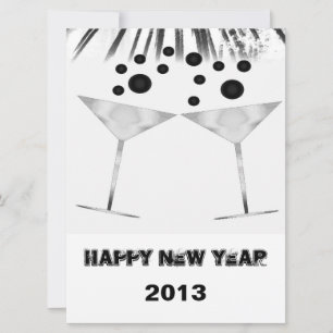 Black and White Champaign New Years Invitation