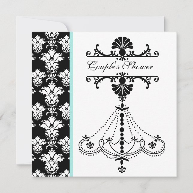 Black and White Chandelier  Couple's Shower Invite (Front)