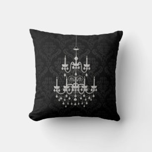 Black and White Chandelier Damask Accent Pillow