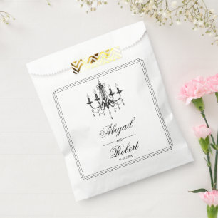 Black and white chandelier Old Money wedding Favour Bags