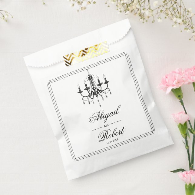 Black and white chandelier Old Money wedding Favour Bags (Sealed)